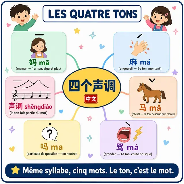 Carte mentale : les quatre tons du chinois